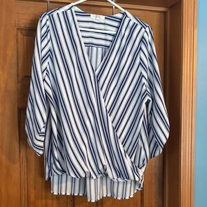 Navy and White Striped Women's Blouse